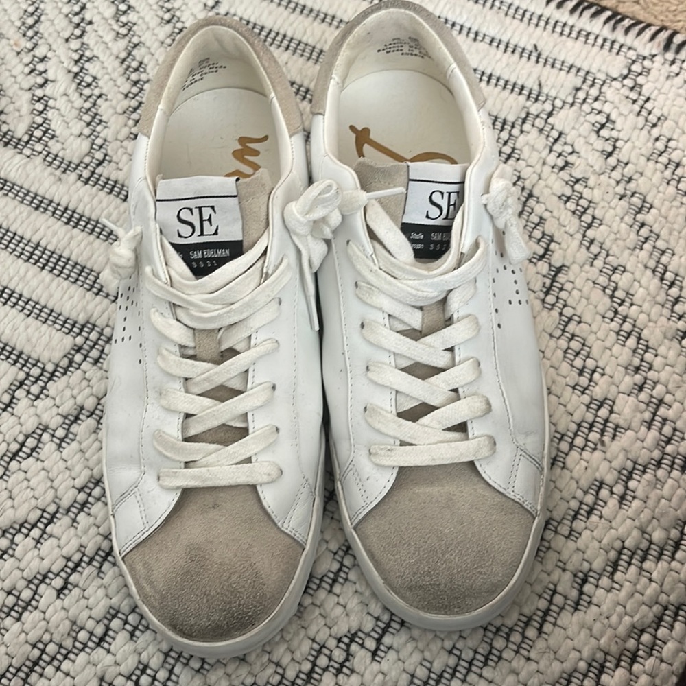 Sam Edelman Aubrie white distressed sneakers